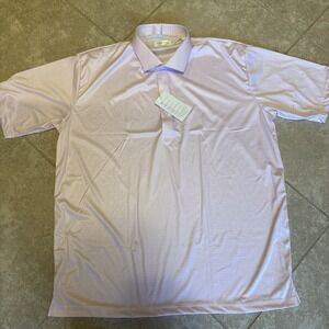 Collars and Co Polo Mens 2XL Pink White plaid Dress Collar Short sleeve Relaxed